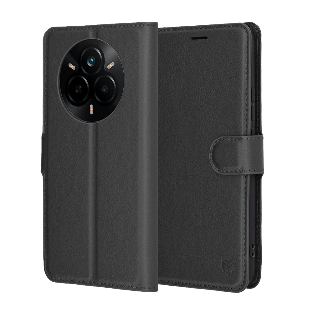 Tok Realme 14 Pro-hoz, Techsuit, bőr folio, fekete