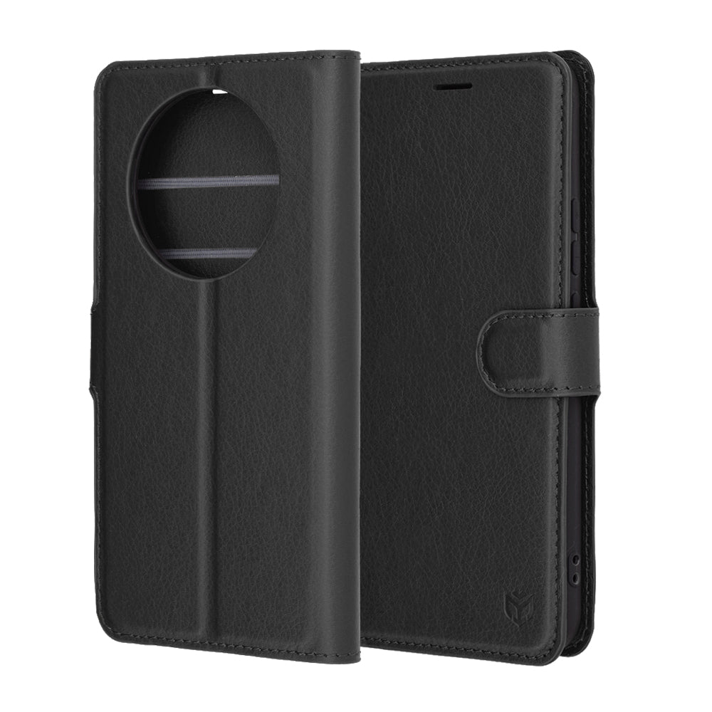Tok Realme 14 Pro-hoz, Techsuit, bőr folio, fekete