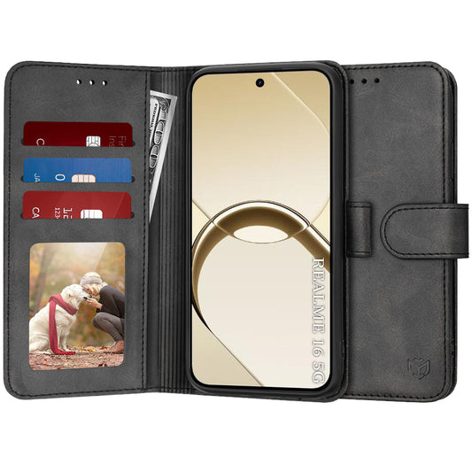 Tok Realme 16-hoz, Techsuit, Diary Book, Fekete