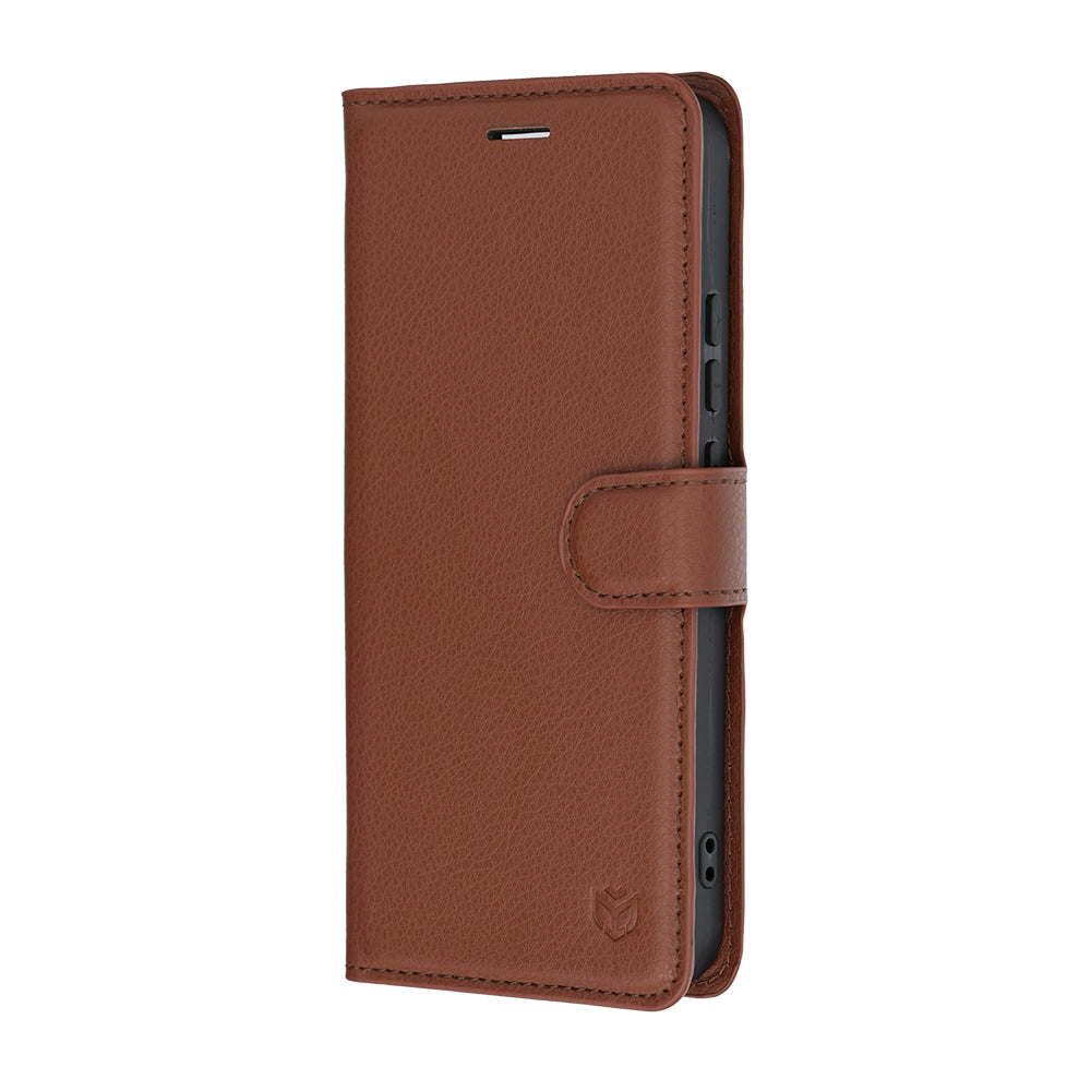 Tok Realme 16-hoz, Techsuit, bőr folio, barna