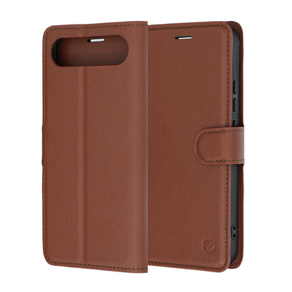 Tok Realme 16-hoz, Techsuit, bőr folio, barna