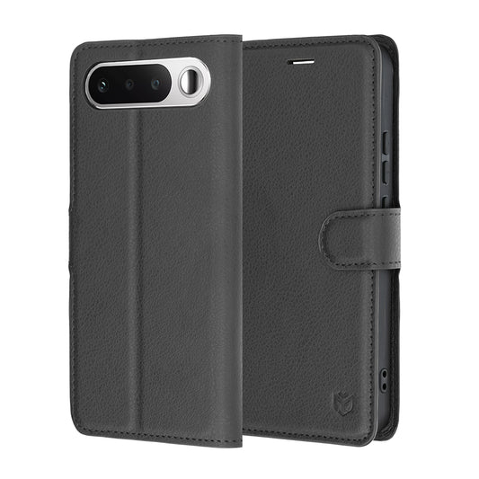 Realme 16 tok, Techsuit, bőr folio, fekete