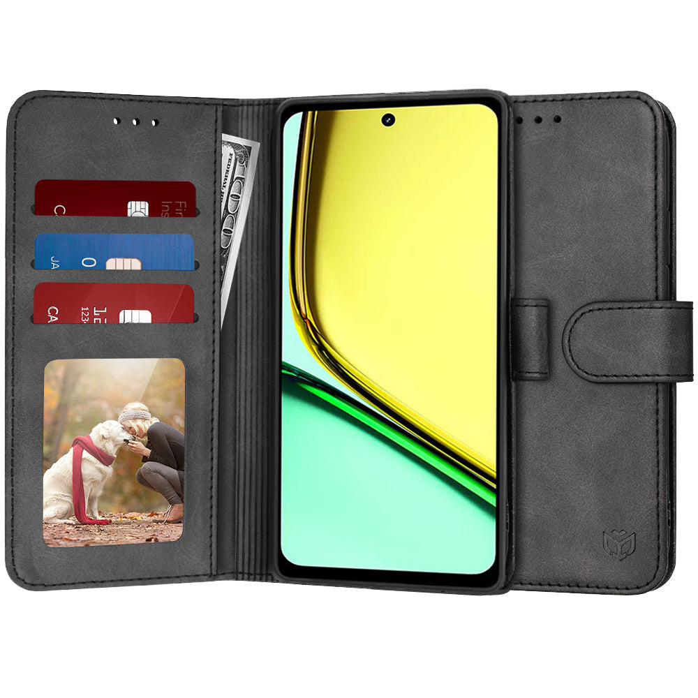 Tok Realme C67 4G-hez, Techsuit, Diary Book, Fekete