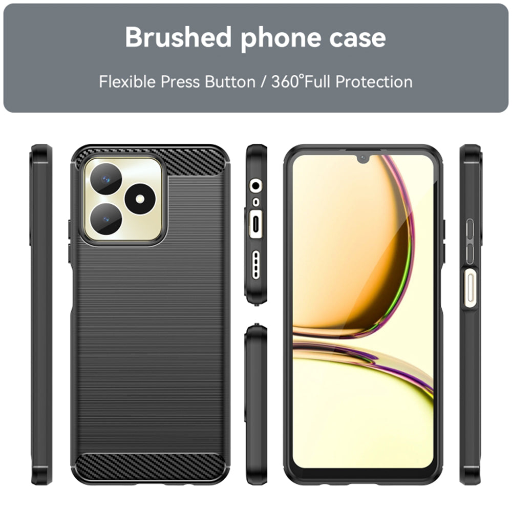 Tok Realme Note 50 / C51-hez, Techsuit, Karbon, Fekete