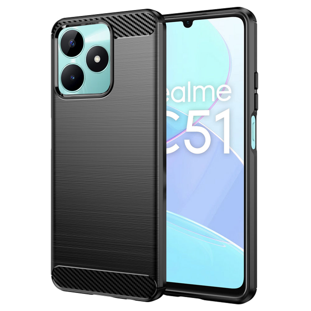 Tok Realme Note 50 / C51-hez, Techsuit, Karbon, Fekete