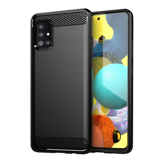 Tok Samsung Galaxy A71 A715-hez, OEM, karbon, fekete