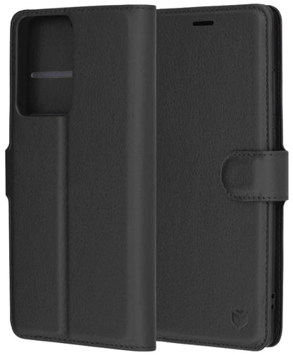 Tok Samsung Galaxy A56 A566-hoz, Techsuit, bőr folio, fekete