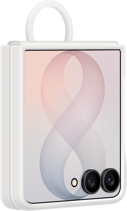 Tok Samsung Galaxy Z Flip8 F776-hez, Szilikon Gyűrűs Mágnes, Fehér EF-EF776CWEGWW
