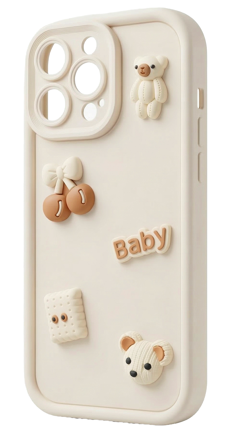 Case for Samsung Galaxy S26 Plus S947, OEM, Ultra Trendy 3D Bear, Beige