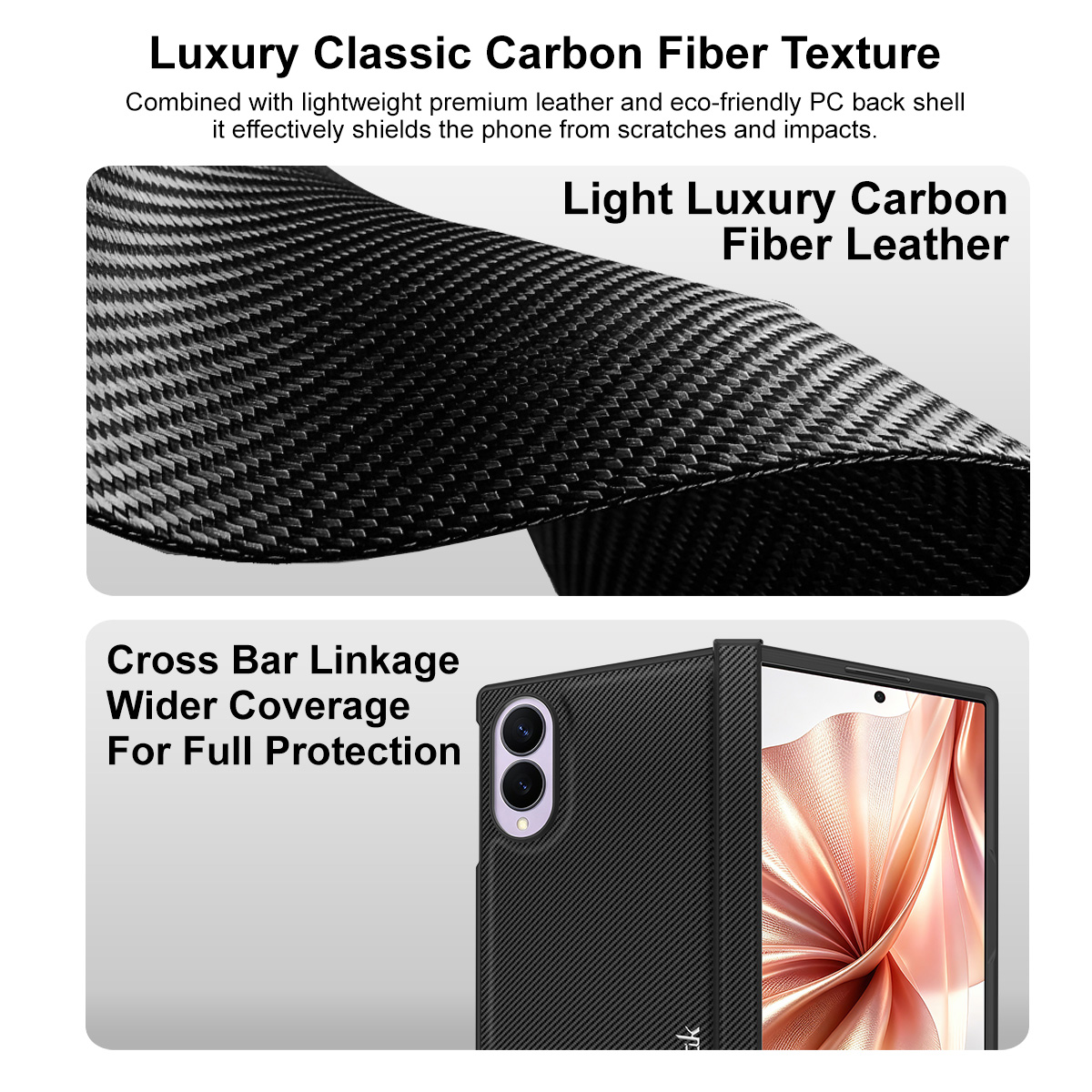 Tok Samsung Galaxy Z Fold8 F971-hez, Imak, karbon, fekete