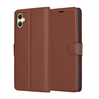 Tok Samsung Galaxy A05 A055-hez, Techsuit, bőr folio, barna