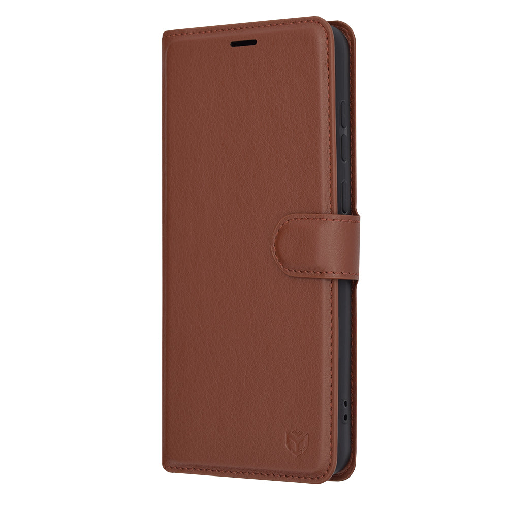 Tok Samsung Galaxy A05 A055-hez, Techsuit, bőr folio, barna