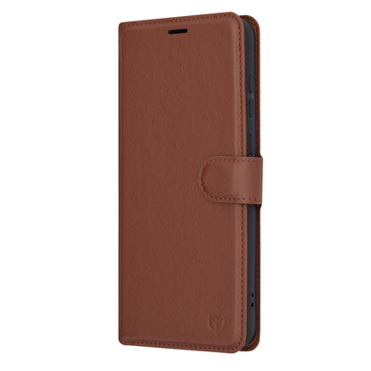 Tok Samsung Galaxy A05 A055-hez, Techsuit, bőr folio, barna