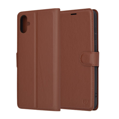 Tok Samsung Galaxy A05 A055-hez, Techsuit, bőr folio, barna