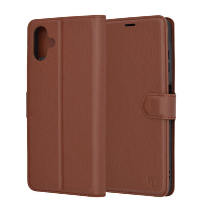 Tok Samsung Galaxy A06 A065-hez, Techsuit, bőr folio, barna