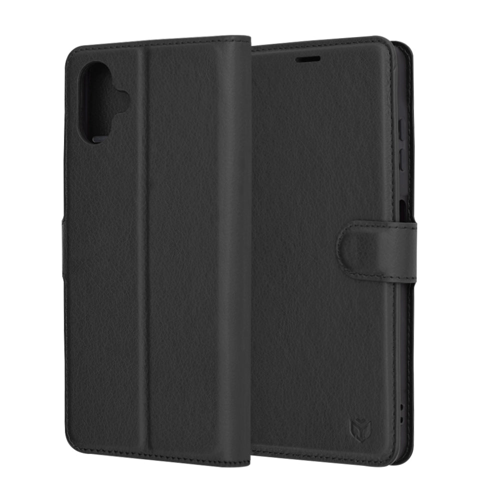 Tok Samsung Galaxy A06 A065-hez, Techsuit, bőr folio, fekete