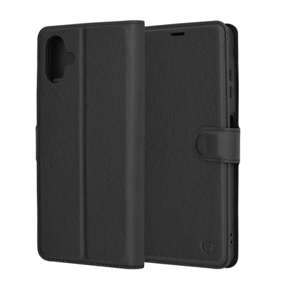 Tok Samsung Galaxy A06 A065-hez, Techsuit, bőr folio, fekete