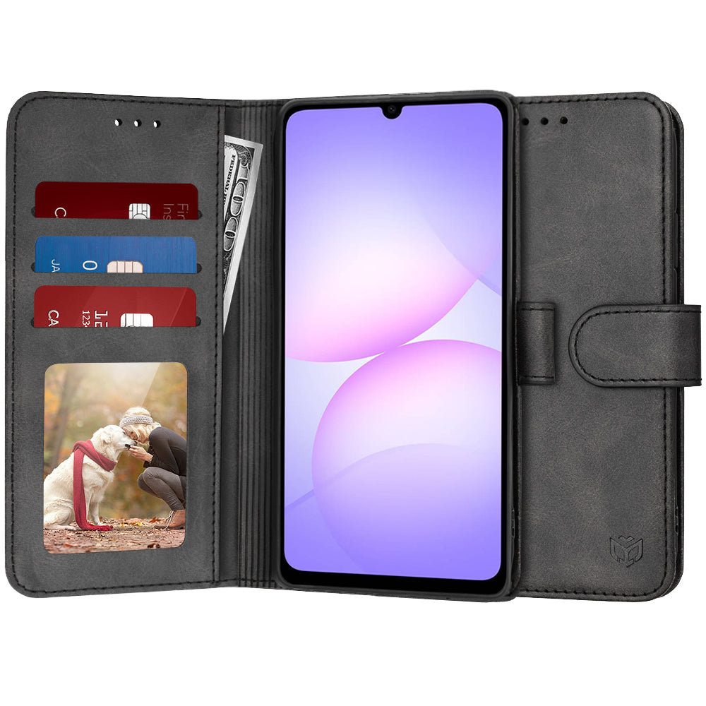Tok Samsung Galaxy A07 4G A075-hez, Techsuit, Diary Book, Fekete