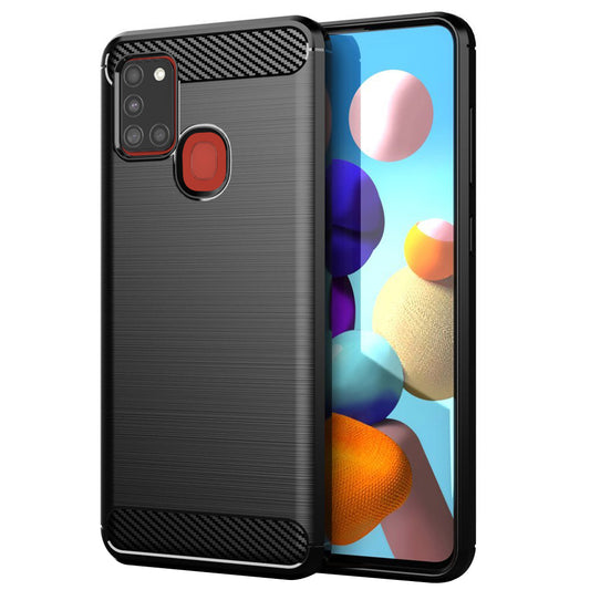 Tok Samsung Galaxy A21s A217-hez, Techsuit, Karbon, Fekete