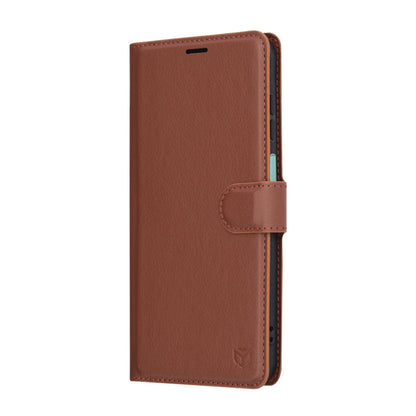 Tok Samsung Galaxy A26 A266-hoz, Techsuit, bőr folio, barna