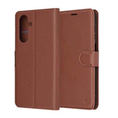 Tok Samsung Galaxy A26 A266-hoz, Techsuit, bőr folio, barna
