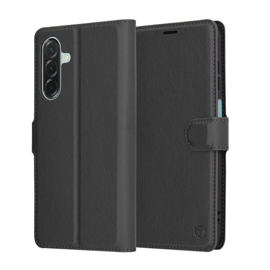 Tok Samsung Galaxy A26 A266-hoz, Techsuit, bőr folio, fekete