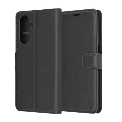Tok Samsung Galaxy A26 A266-hoz, Techsuit, bőr folio, fekete