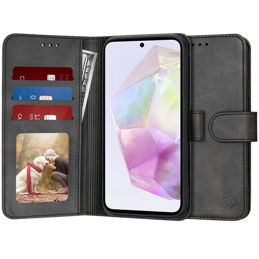 Tok Samsung Galaxy A35 5G A356-hoz, Techsuit, Diary Book, Fekete