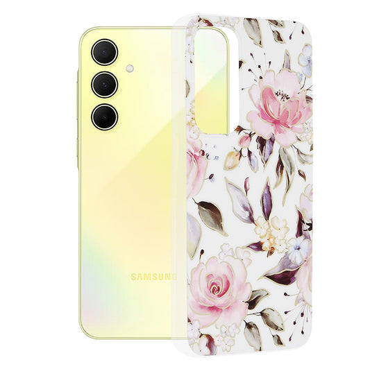 Tok Samsung Galaxy A35 5G A356-hoz, Techsuit, Marble, Fehér