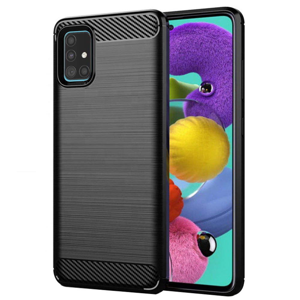 Tok Samsung Galaxy A51 A515-hez, Techsuit, karbon, fekete