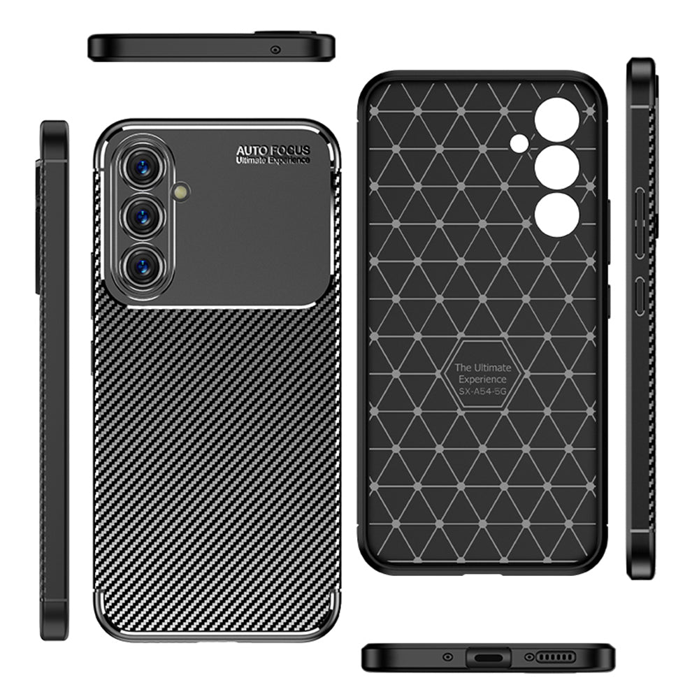 Tok Samsung Galaxy A54 A546-hoz, Techsuit, CarbonFiber, Fekete