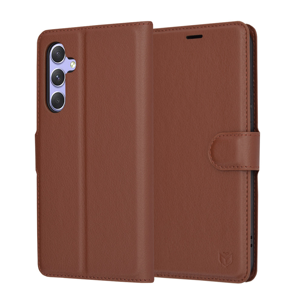 Case for Samsung Galaxy A54 A546, Techsuit, Leather Folio, Brown