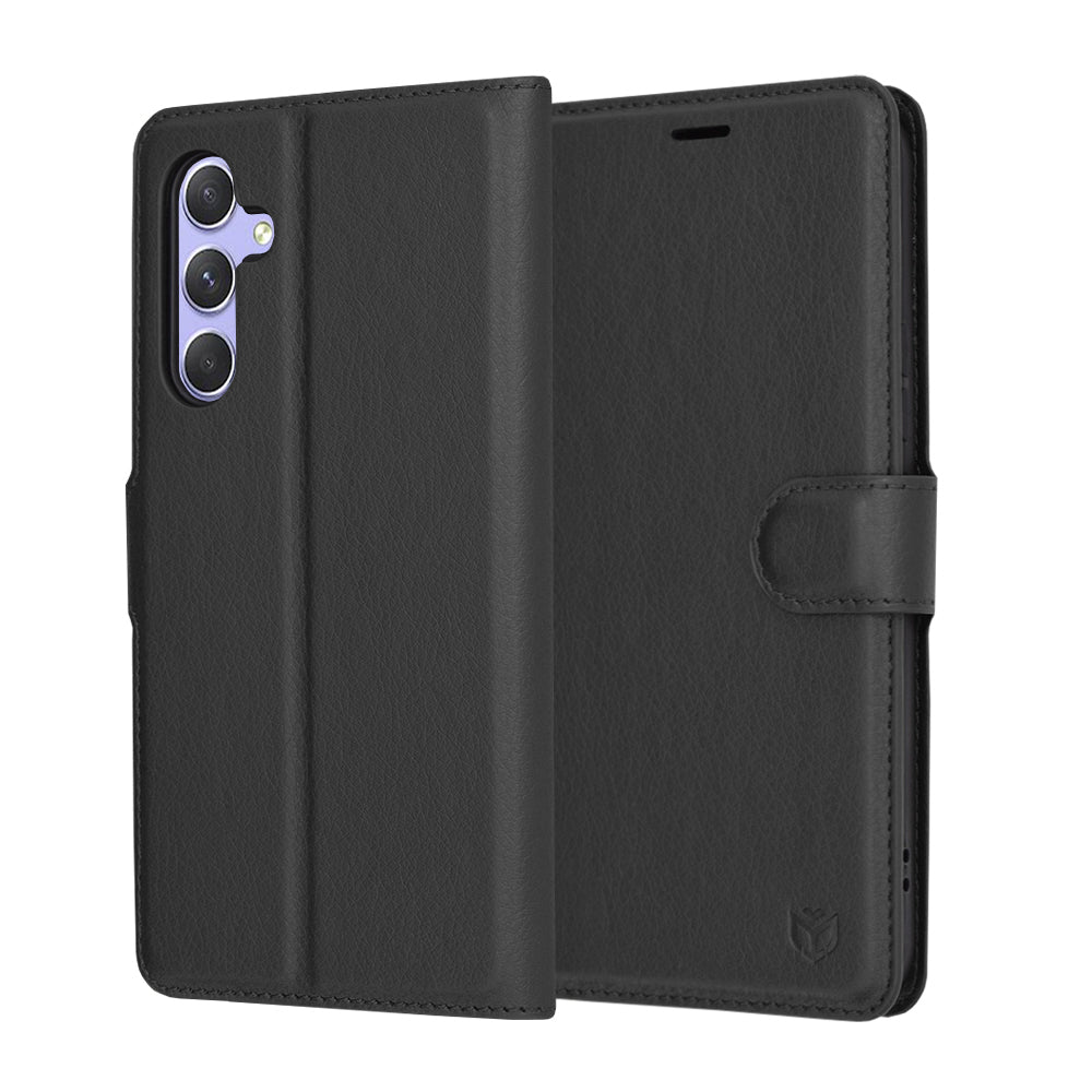Tok Samsung Galaxy A54 A546-hoz, Techsuit, bőr folio, fekete