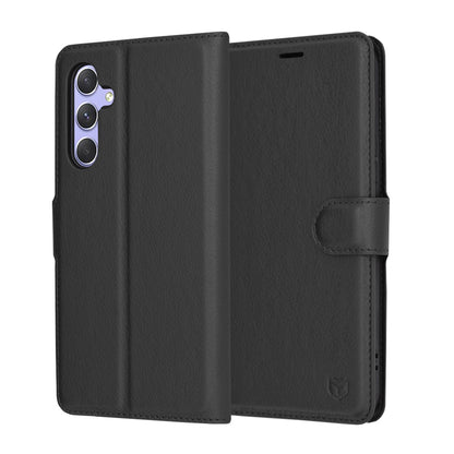 Tok Samsung Galaxy A54 A546-hoz, Techsuit, bőr folio, fekete