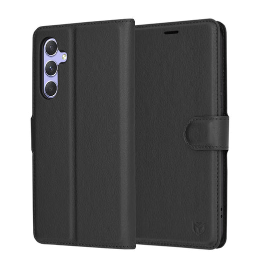 Tok Samsung Galaxy A54 A546-hoz, Techsuit, bőr folio, fekete