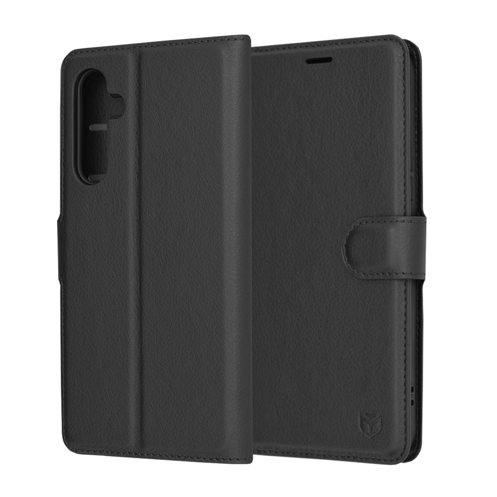 Tok Samsung Galaxy A54 A546-hoz, Techsuit, bőr folio, fekete