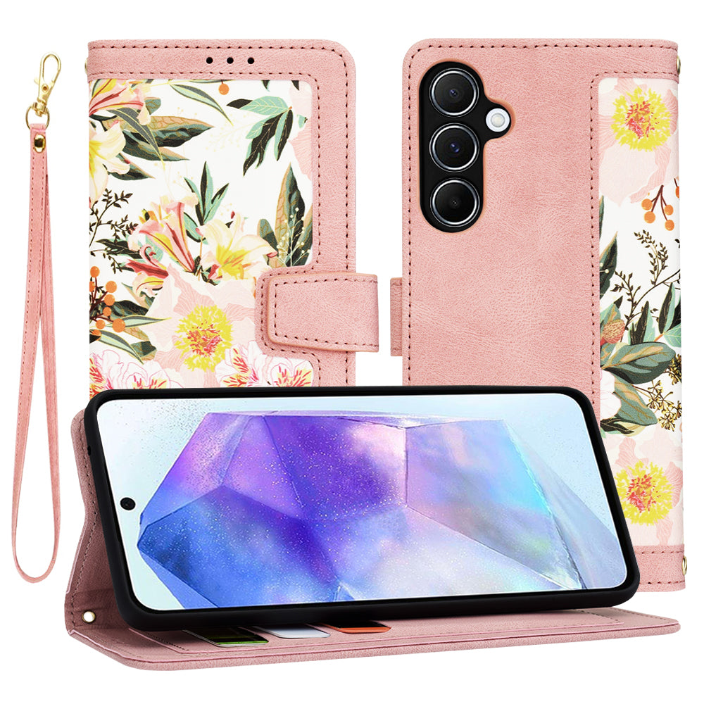 Tok Samsung Galaxy A55 5G A556-hoz, Techsuit, FlipCraft, Rózsaszín