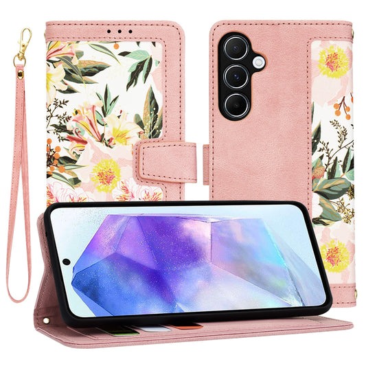 Tok Samsung Galaxy A55 5G A556-hoz, Techsuit, FlipCraft, Rózsaszín