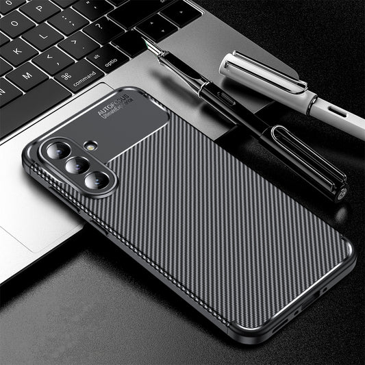 Tok Samsung Galaxy A56 A566-hez, Techsuit, CarbonFiber, Fekete