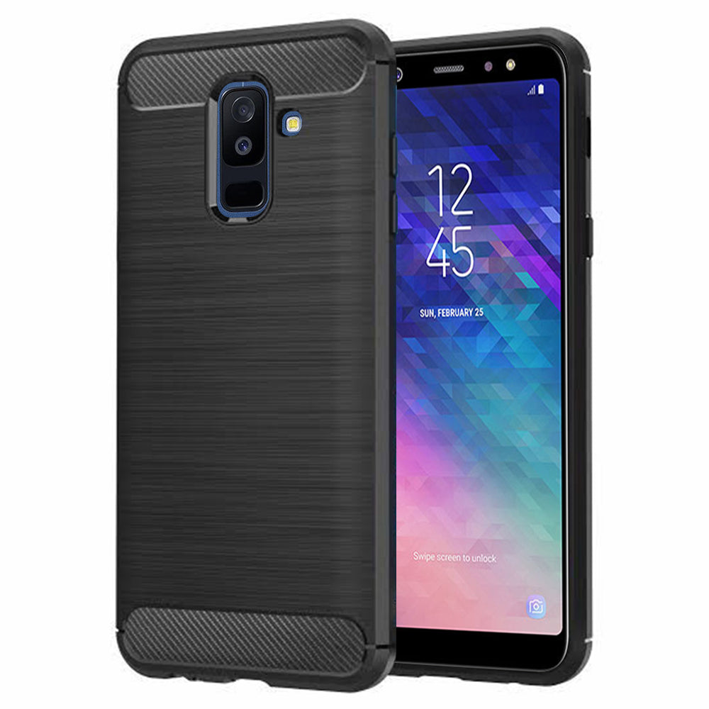 Tok Samsung Galaxy A6 Plus (2018) A605-hoz, Techsuit, karbon, fekete