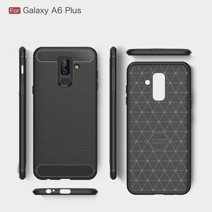 Tok Samsung Galaxy A6 Plus (2018) A605-hoz, Techsuit, karbon, fekete