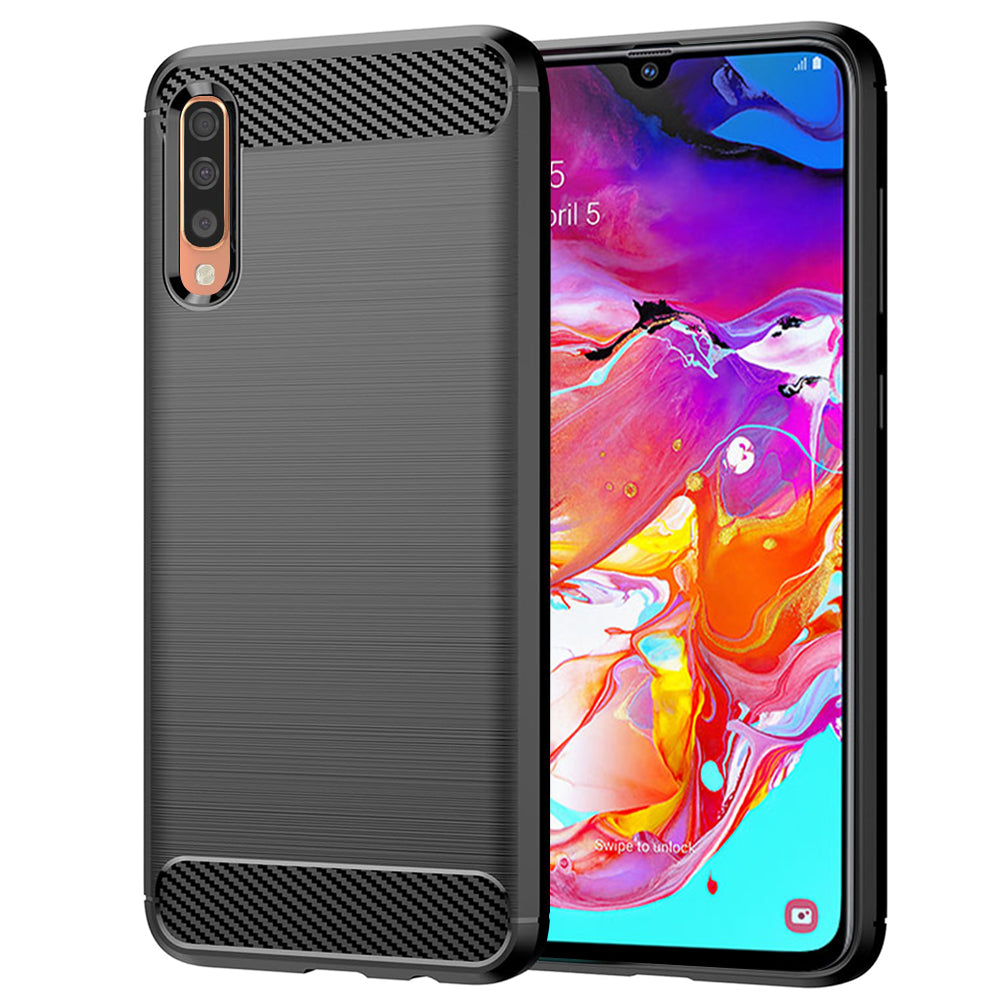 Tok Samsung Galaxy A70s A707 / A70 A705-hoz, Techsuit, karbon, fekete