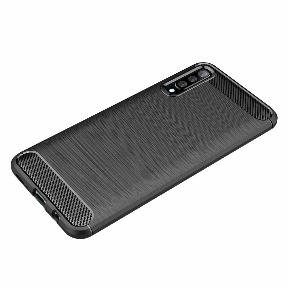 Tok Samsung Galaxy A70s A707 / A70 A705-hoz, Techsuit, karbon, fekete