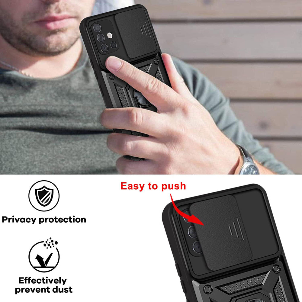 Tok Samsung Galaxy A71 A715-hez, Techsuit, CamShield, Fekete