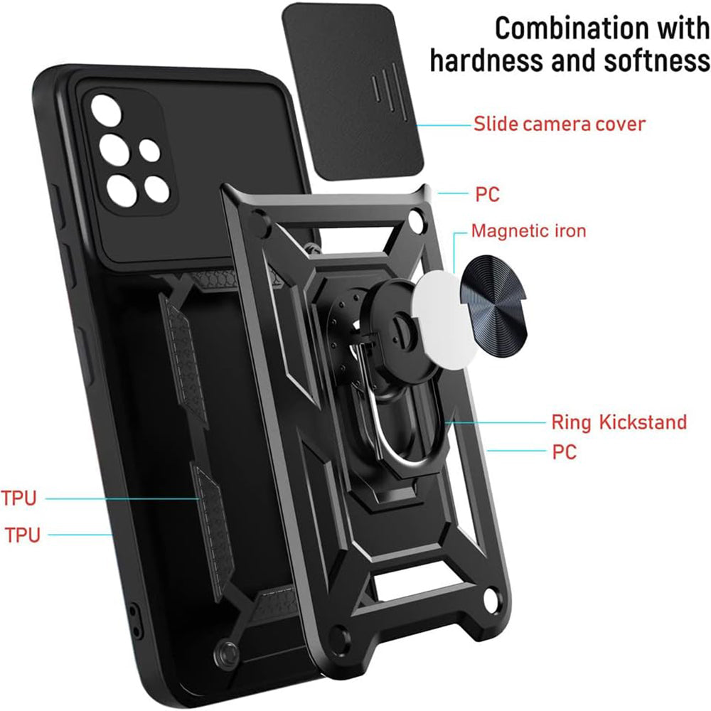 Tok Samsung Galaxy A71 A715-hez, Techsuit, CamShield, Fekete