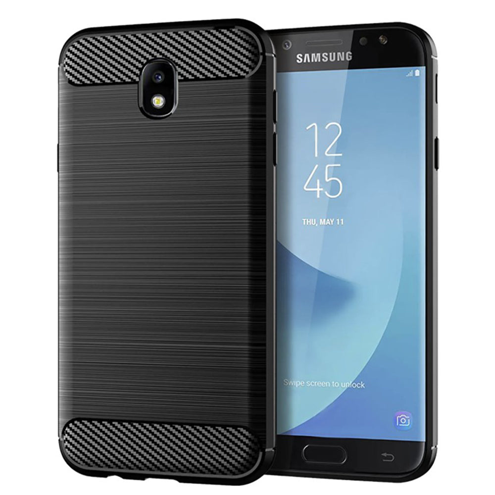 Tok Samsung Galaxy J7 (2017) J730-hoz, Techsuit, karbon, fekete