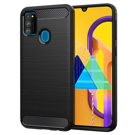 Tok Samsung Galaxy M21 M215 / M30s M307-hez, Techsuit, Karbon, Fekete