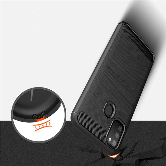 Tok Samsung Galaxy M21 M215 / M30s M307-hez, Techsuit, Karbon, Fekete