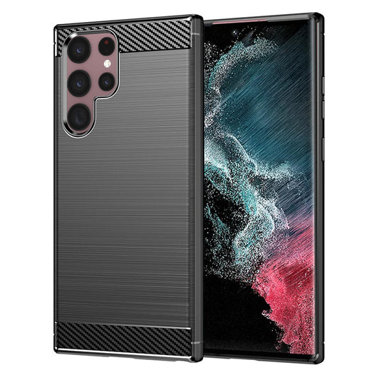 Tok Samsung Galaxy S22 Ultra 5G S908-hoz, Techsuit, karbon, fekete