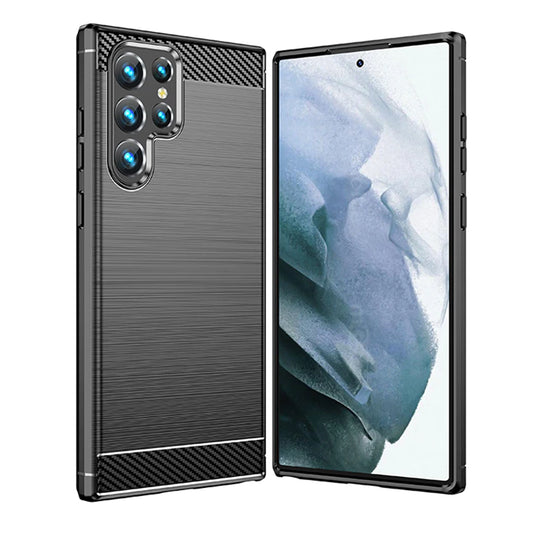 Tok Samsung Galaxy S22 Ultra 5G S908-hoz, Techsuit, karbon, fekete